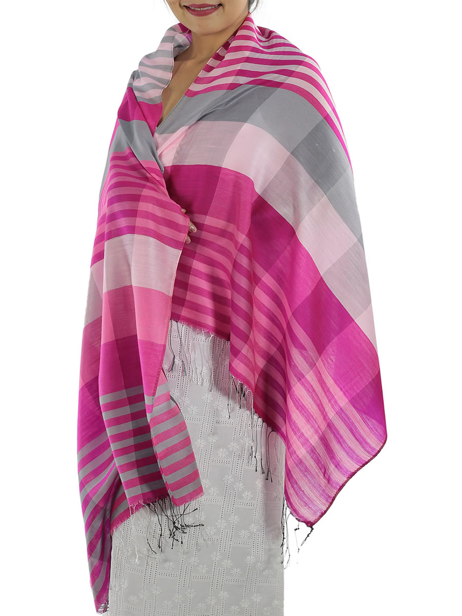 Pink Plaid Scarves