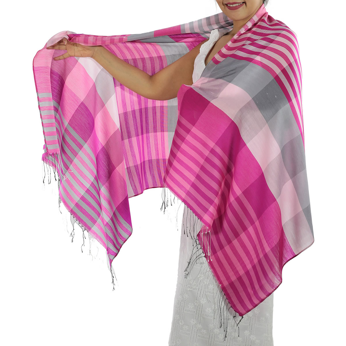 Pink Plaid Scarves