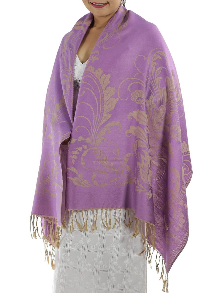 Patterned Purple Pashmina Shawls