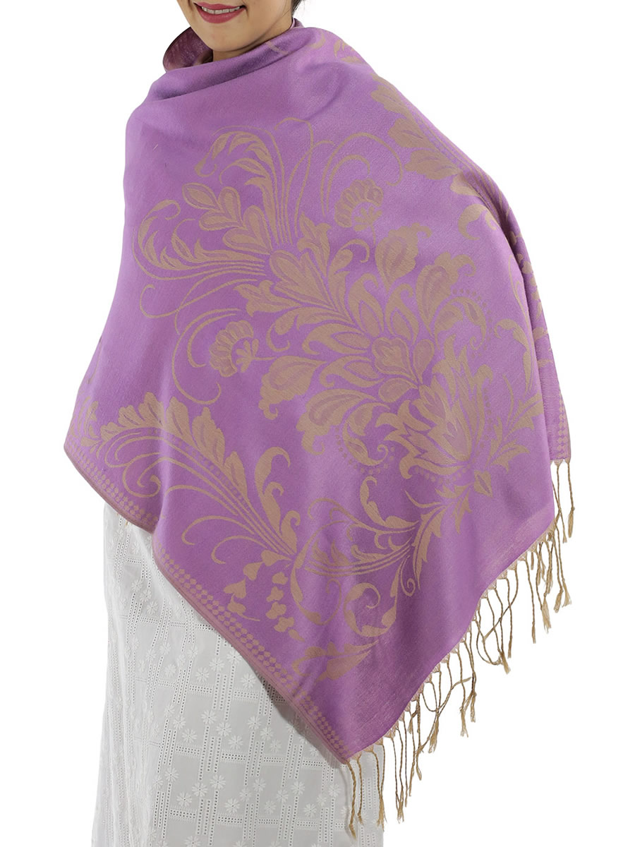 Patterned Purple Pashmina Shawls
