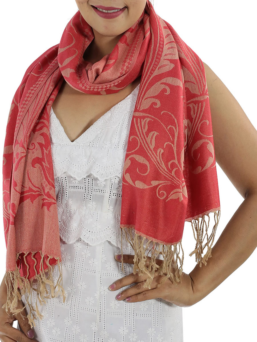 Patterned Red Pashmina Shawls